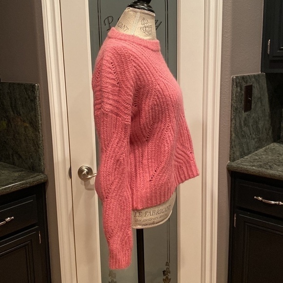 Madewell Open Knit Barbiecore Pink Sweater size Small - Picture 4 of 6